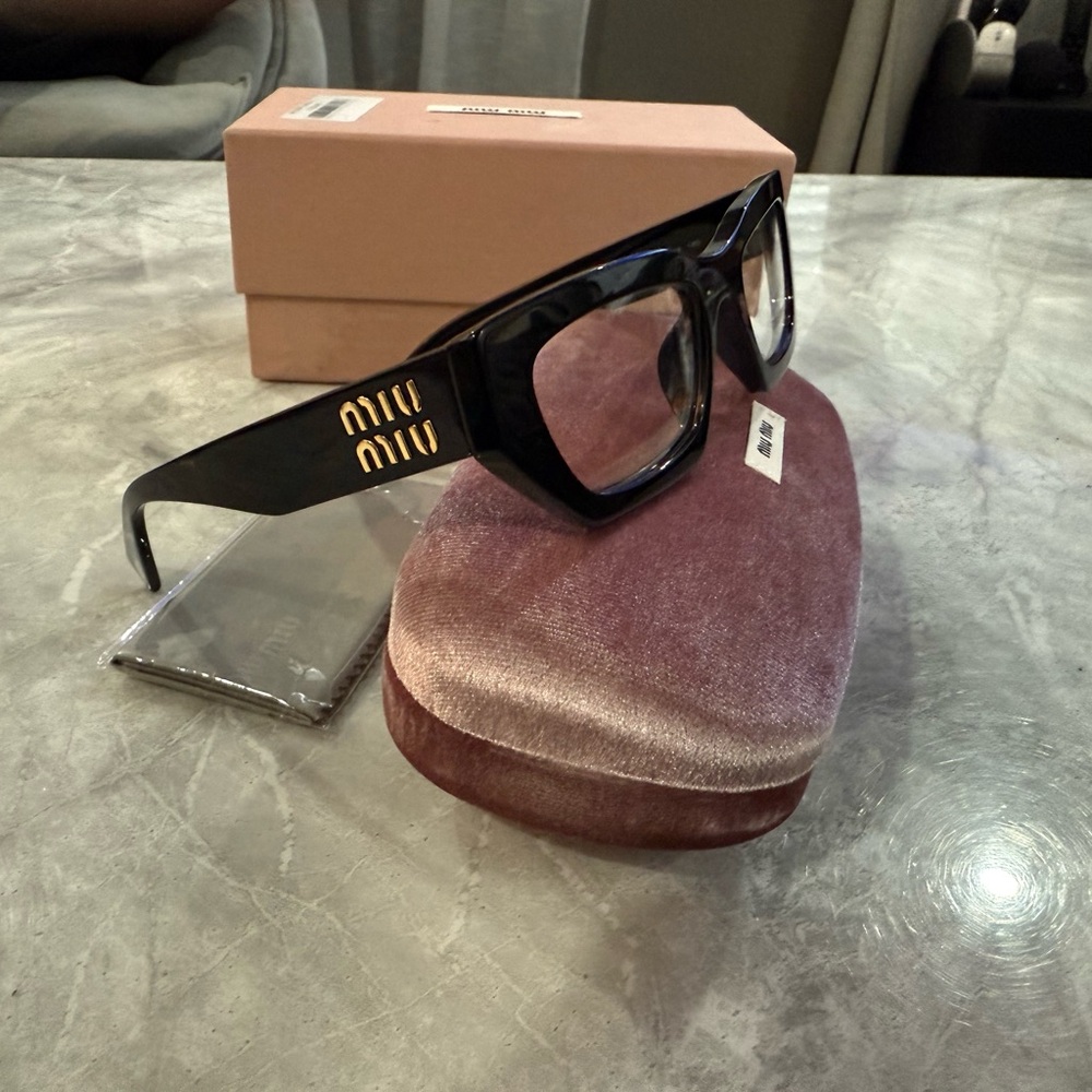Miu Miu MU 03XV black gold woman eyeglasses authentic